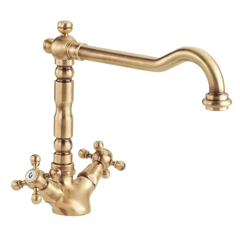 Robinet d‘évier de cuisine couleur bronze avec bec pivotant Porta&Bini Old Fashion 62570BR