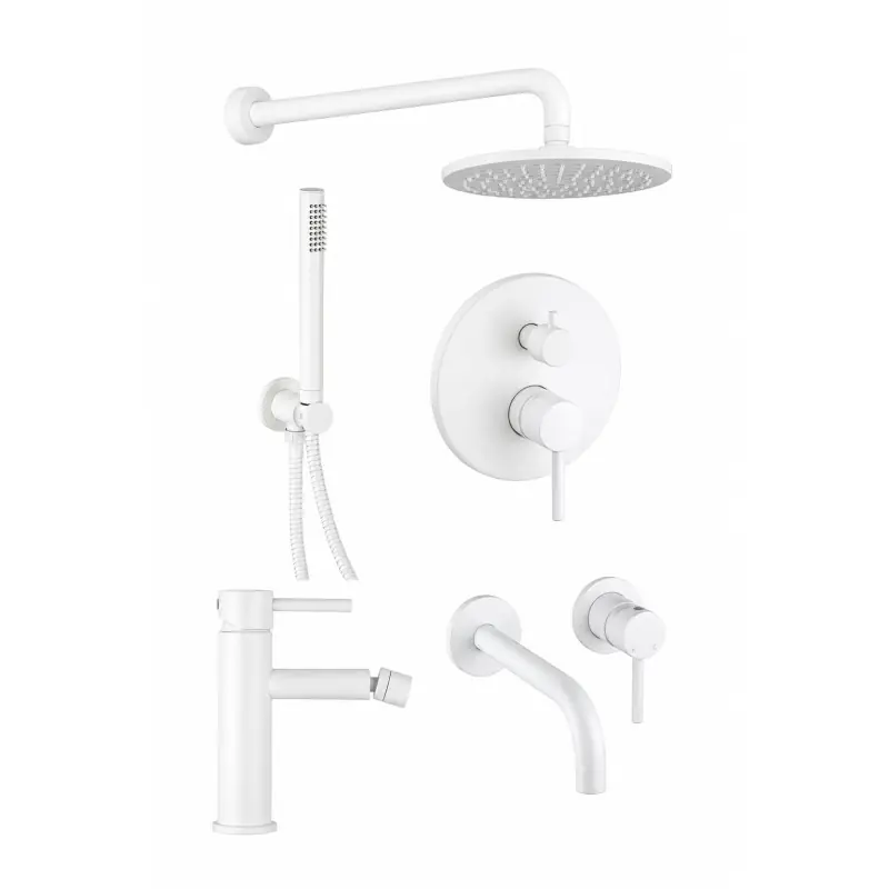 Mitigeur de salle de bain complet en couleur blanc mat Pollini Jessy KITJES3BO