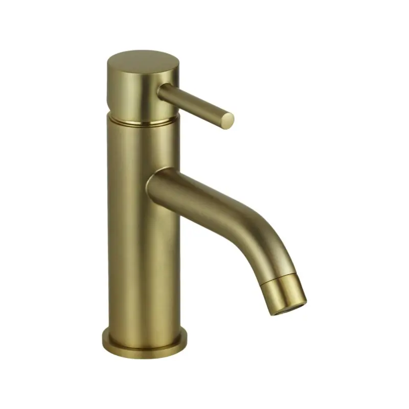 Mitigeur lavabo modèle rond couleur or brossé Pollini Jessy MXLAMCMMCOS