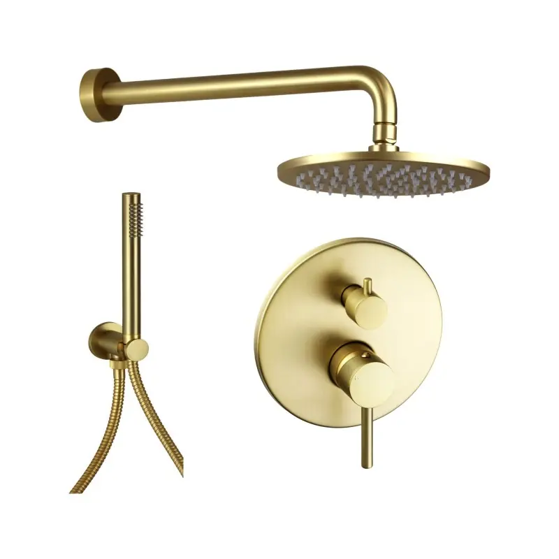 Kit de douche à encastrer couleur or brossé avec pomme de douche Ø20 cm Pollini Jessy C477355255OS