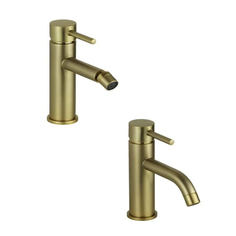 Ensemble de salle de bain de couleur or brossé avec lavabo et bidet Pollini Jessy KITJES1OS