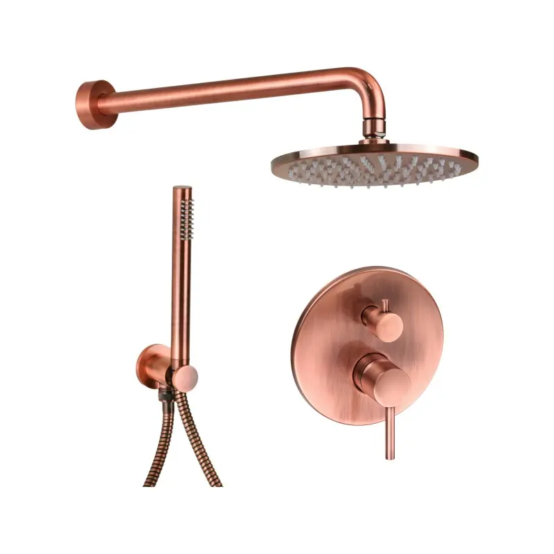 Kit de douche à encastrer couleur cuivre avec pomme de douche Ø20 cm Pollini Jessy C477355255RA