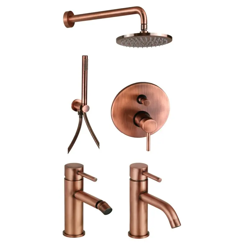 Ensemble de salle de bain complet en kit de douche couleur cuivre et mitigeurs Pollini Jessy KITJES2RA