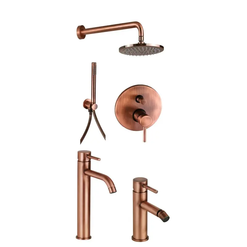 Ensemble de salle de bain complet avec mitigeur de bidet haut et ensemble de douche en cuivre Pollini Jessy KITJES4RA
