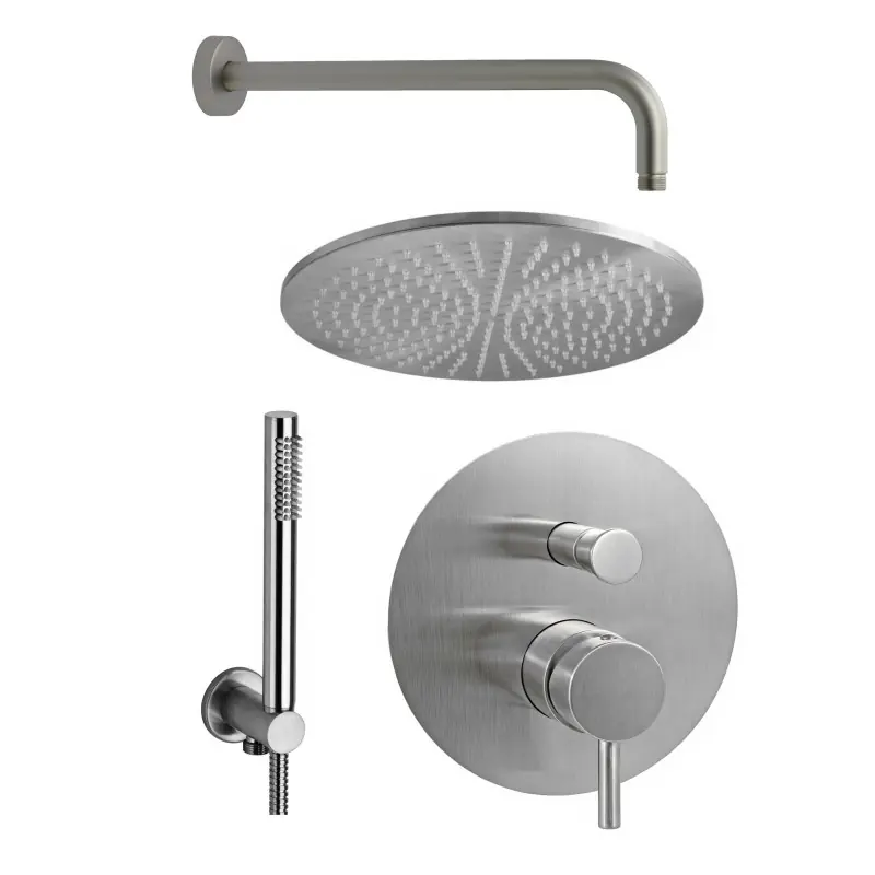 Kit de douche complet aspect acier Paffoni Light KITLIG015ST