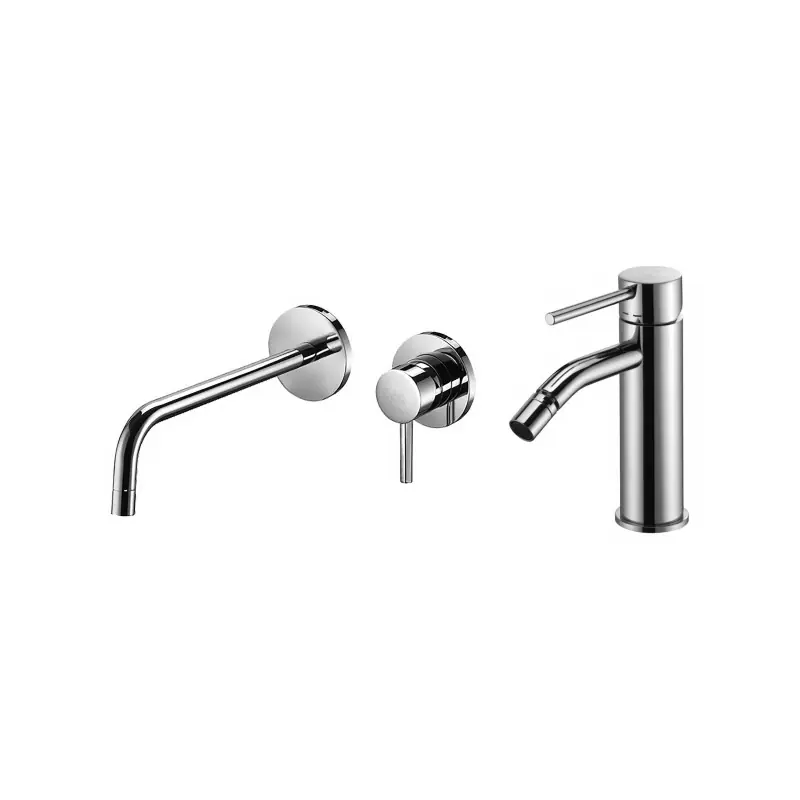 Ensemble mitigeur lavabo et bidet mural sans vidage, coloris chrome Paffoni Light KITLIG5CR