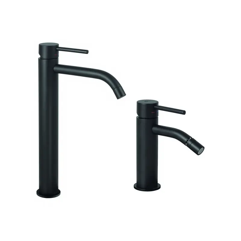 Ensemble mitigeur lavabo haut et bidet sans vidage, coloris noir mat Paffoni Light KITLIG4NO