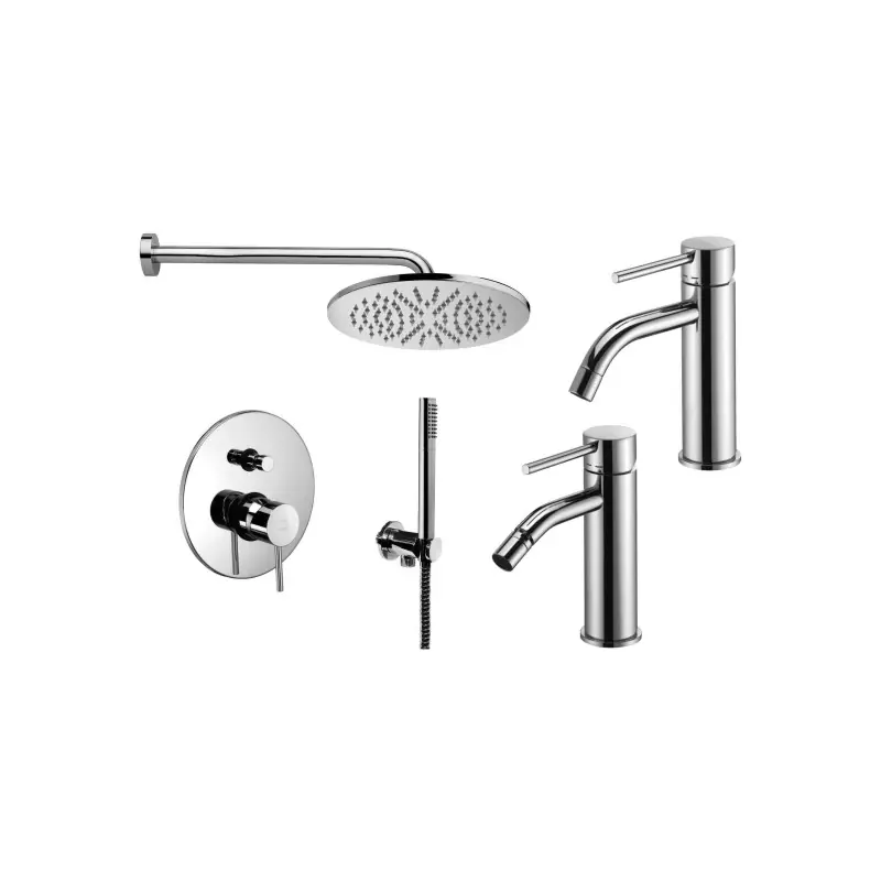 Ensemble mitigeur lavabo, bidet et kit de douche couleur chrome Paffoni Light KITLIG6CR