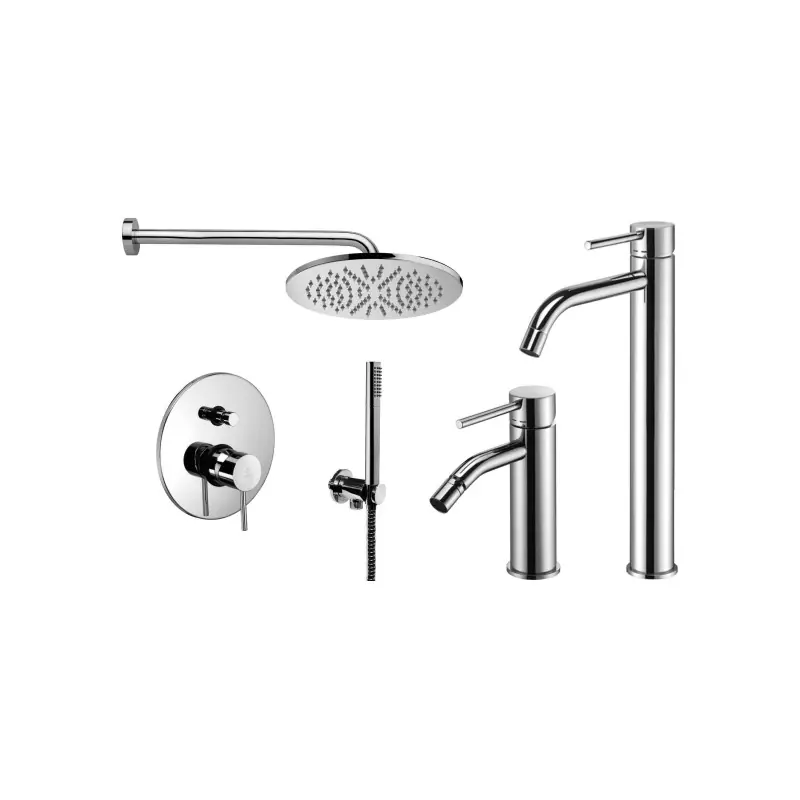 Ensemble mitigeur lavabo haut, bidet et kit de douche chromé Paffoni Light KITLIG7CR