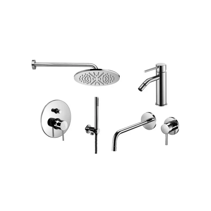 Ensemble mitigeur lavabo mural, bidet et kit de douche chromé Paffoni Light KITLIG8CR
