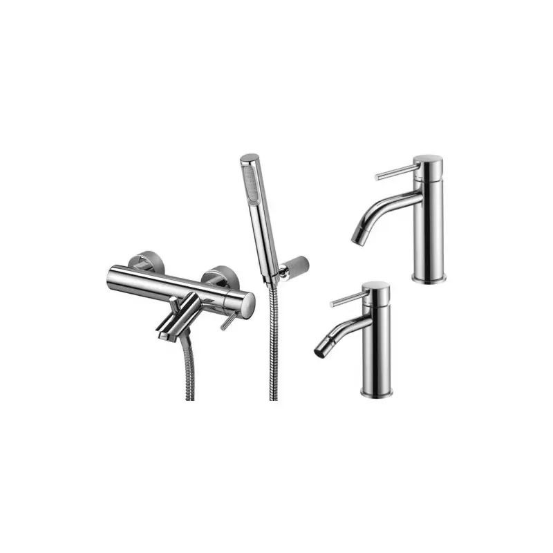 Ensemble mitigeur lavabo, bidet et baignoire couleur chrome Paffoni Light KITLIG9CR