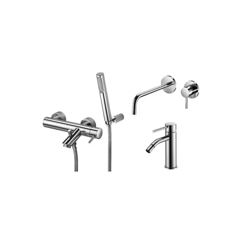 Ensemble mitigeur d‘évier mural, bidet et baignoire chromé Paffoni Light KITLIG11CR