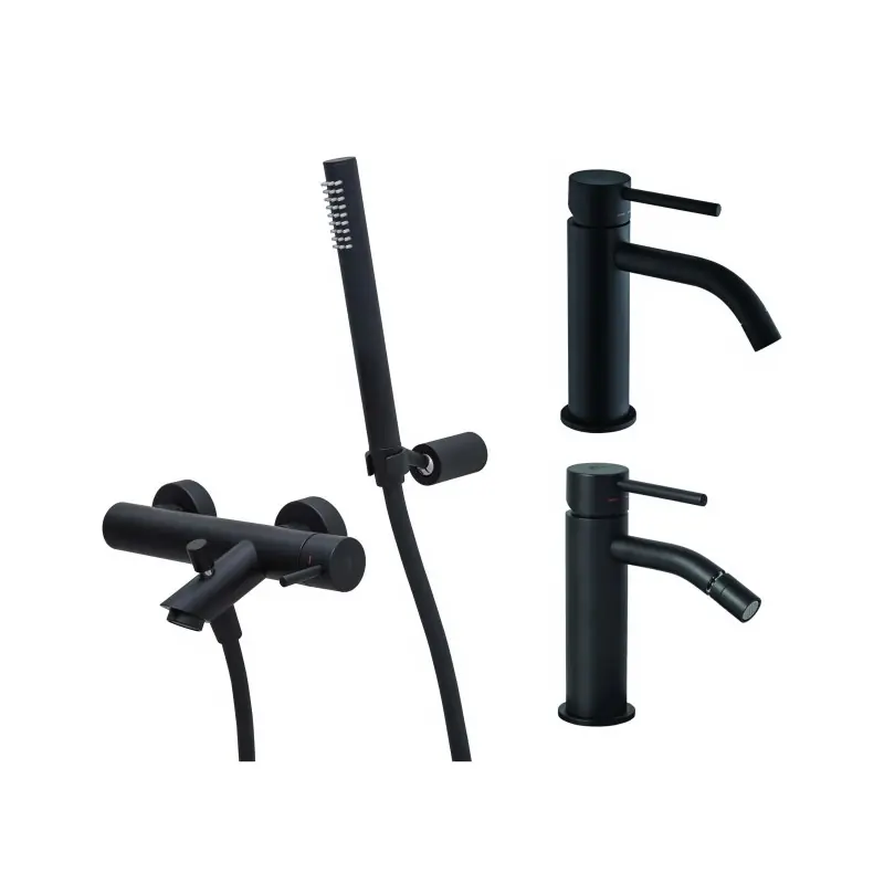 Ensemble mitigeur lavabo, bidet et baignoire noir mat Paffoni Light KITLIG9NO