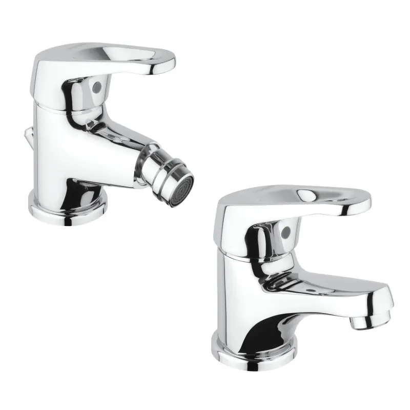 Ensemble complet de mitigeurs lavabo et bidet de couleur chrome Piralla Naomi KITNAOMI2CR