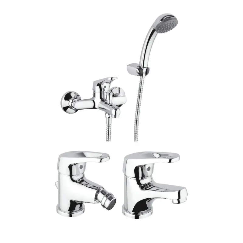 Ensemble complet de robinetterie de salle de bain de couleur chrome Piralla Naomi KITNAOMI4CR