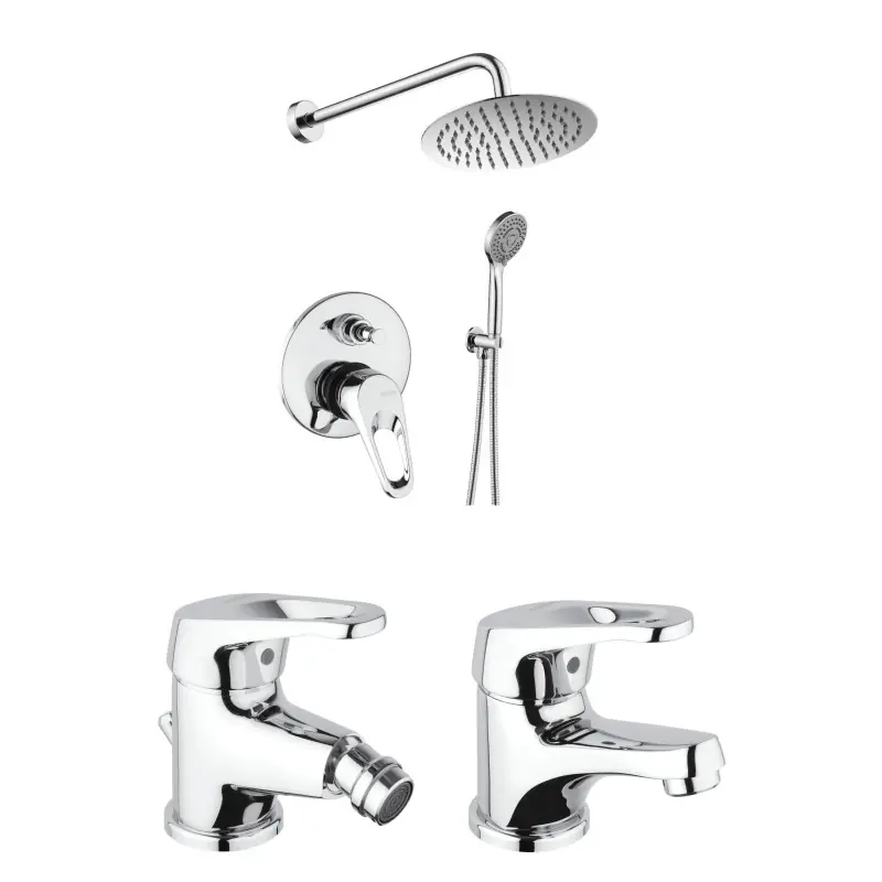 Kit complet de robinetterie de salle de bain de couleur chrome Piralla Naomi KITNAOMI6CR