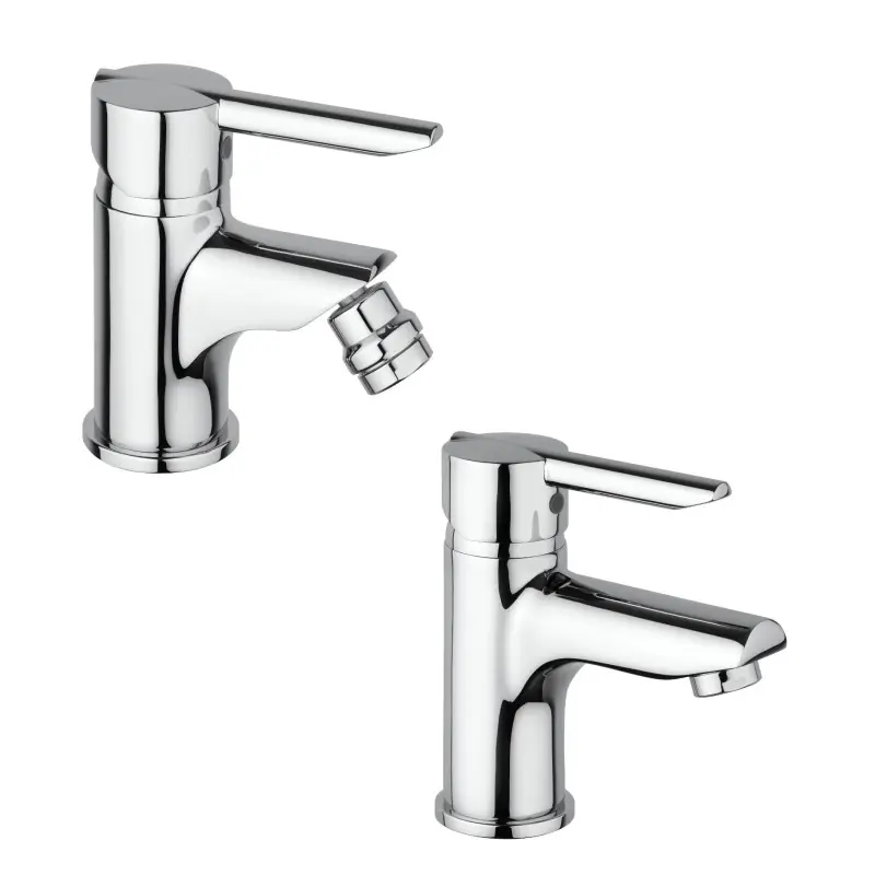Ensemble de robinets pour lavabo et bidet en céramique de couleur chrome Piralla Serena KITSER2CR