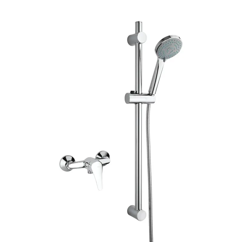 Ensemble de robinetterie pour cabine de douche complet avec mitigeur et tige coulissante Piralla Ariel KITARIEL3CR