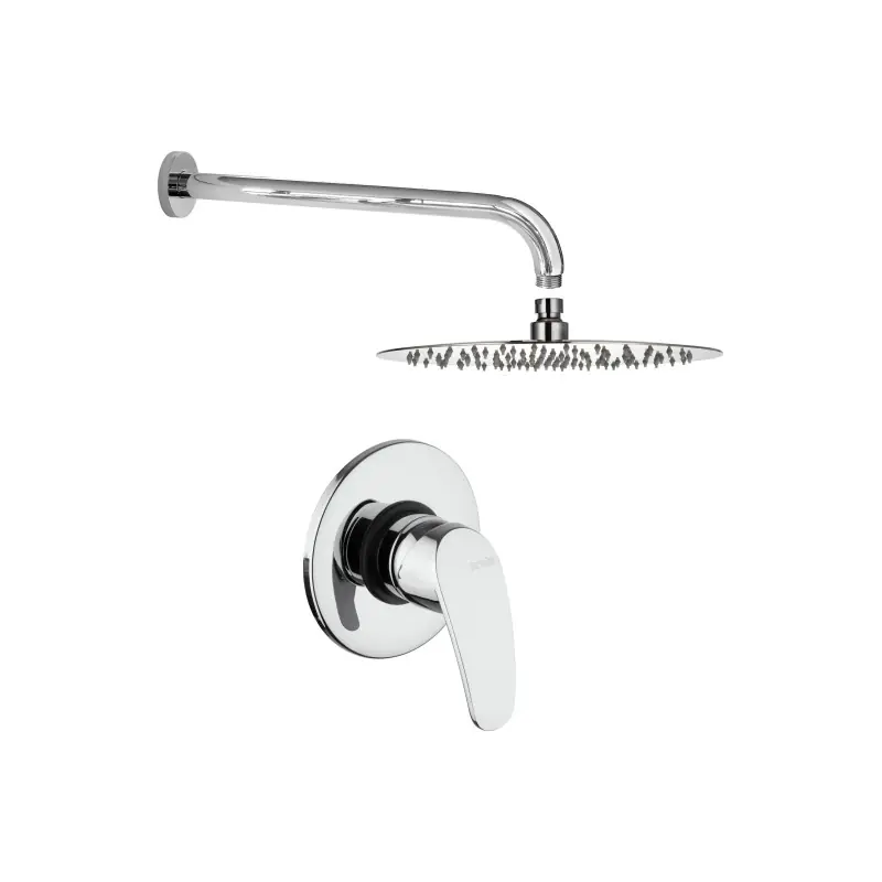 Kit mitigeur de douche avec pomme de douche et bras modèle rond Piralla Ofelia KITOFELIA1CR