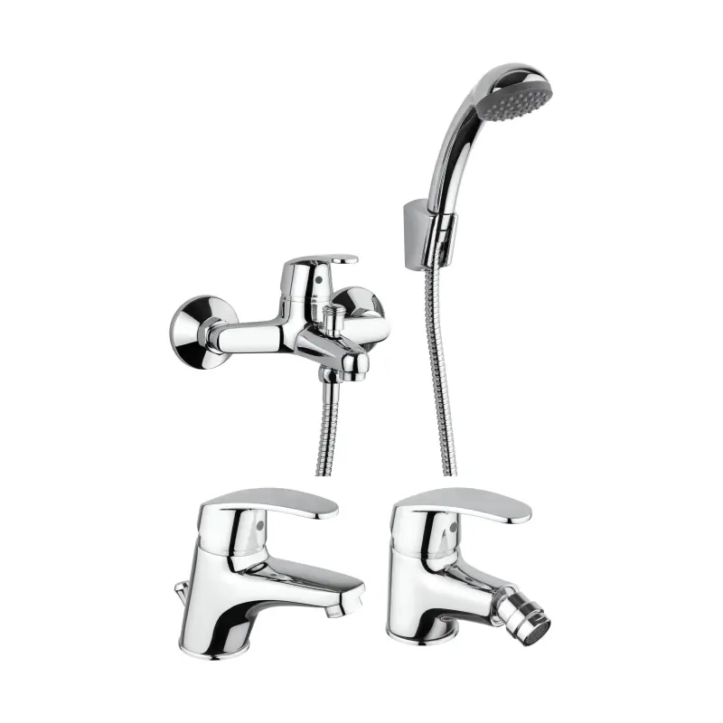Ensemble complet de robinetterie de salle de bain de couleur chrome Piralla Ofelia KITOFELIA4CR