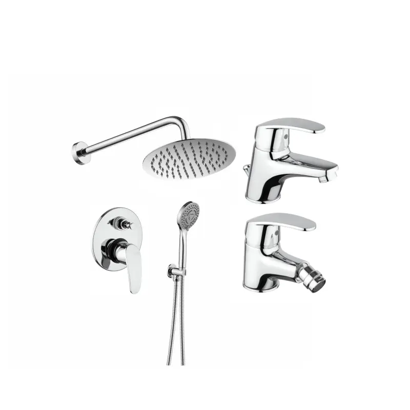 Ensemble de robinetterie avec mitigeur d‘évier, bidet et kit de douche de couleur chrome Piralla Ofelia KITOFELIA6CR