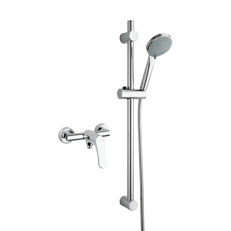 Set de robinetterie pour cabine de douche avec mitigeur extérieur et rail coulissant Piralla Attila KITATTILA3CR