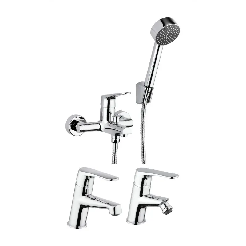 Ensemble complet de robinetterie de salle de bain de couleur chrome Piralla Attila KITATTILA4CR