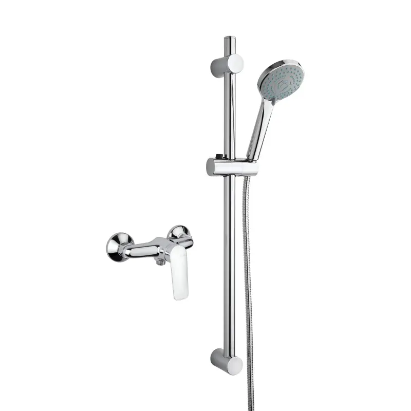 Set de robinetterie pour cabine de douche avec mitigeur extérieur et rail coulissant Piralla Lago KITLAGO4CR