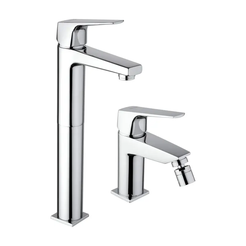 Kit mitigeur lavabo haut et bidet couleur chrome Piralla Iceberg KITICE3CR