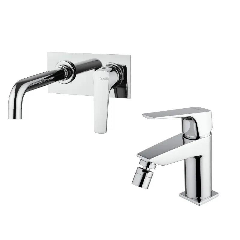 Kit mitigeur lavabo mural avec plaque et bidet couleur chrome Piralla Iceberg KITICE5CR