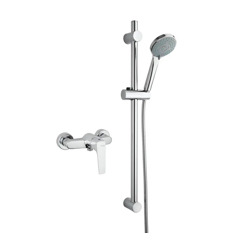 Set de robinetterie pour cabine de douche avec mitigeur extérieur et rail coulissant Piralla Iceberg KITICE6CR