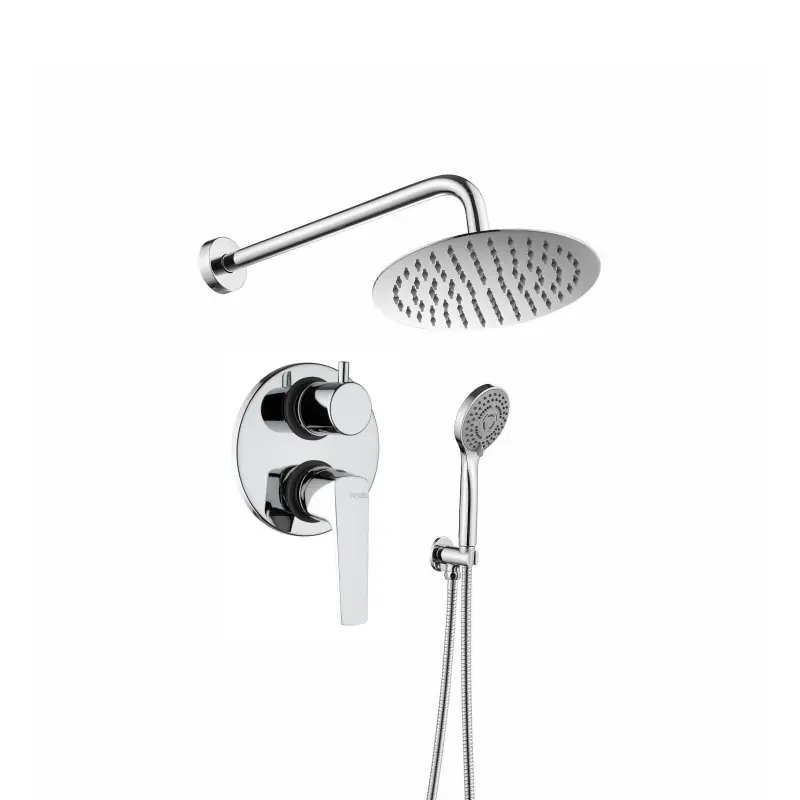 Kit de douche complet avec pomme de douche et bras de douche rond Piralla Iceberg KITICE8CR