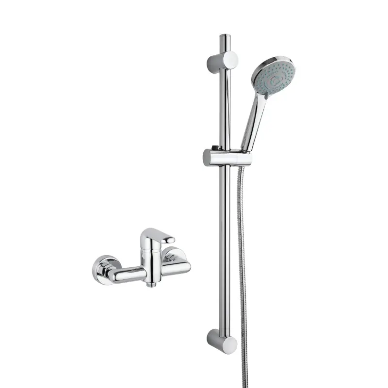 Ensemble de robinetterie pour cabine de douche complet avec mitigeur et tige coulissante Piralla Last KITLAST5CR