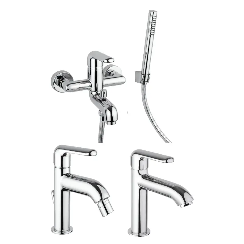 Ensemble complet de robinetterie de salle de bain de couleur chrome Piralla Last KITLAST6CR