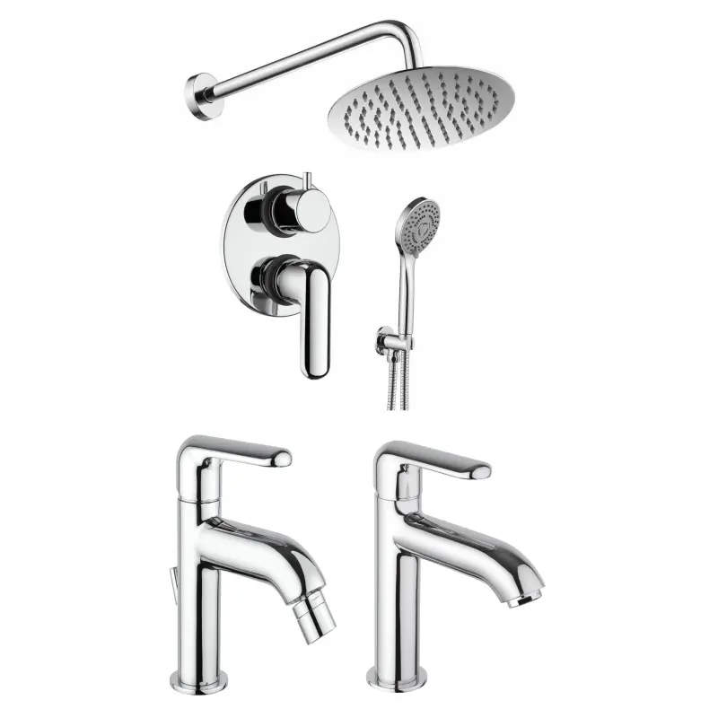 Kit complet de robinetterie de salle de bain de couleur chrome Piralla Last KITLAST8CR