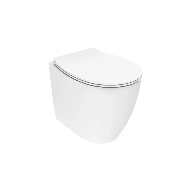 WC sur pied pour installation à fleur de mur en blanc mat avec abattant SoftClose Ercos Kite KITBCKTEOVASO