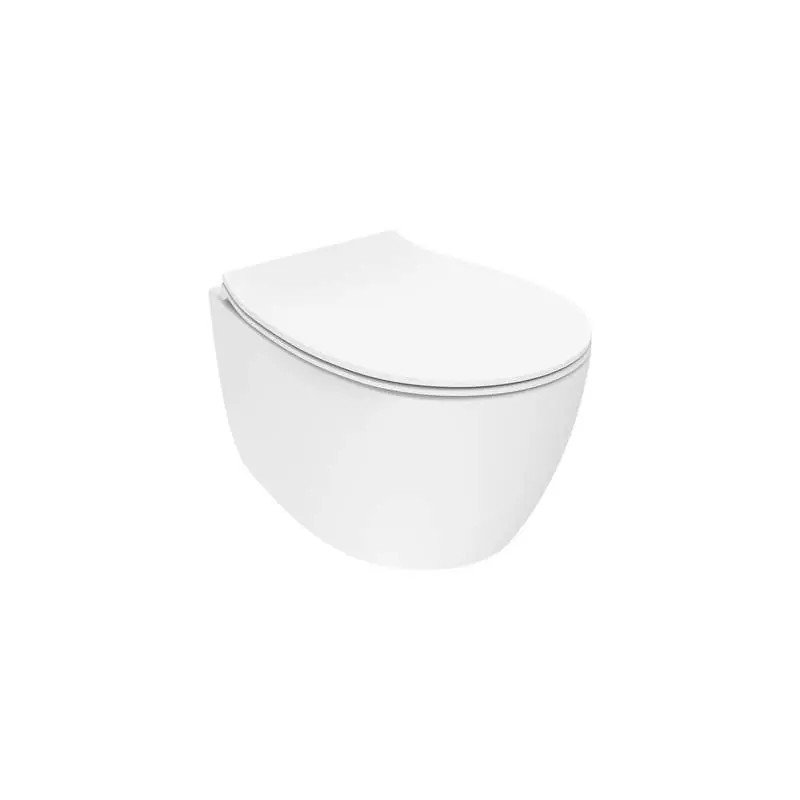 WC suspendu blanc mat 51 cm de long avec couvercle WC SoftClose Ercos Kite KITBCKTEOVASO0001