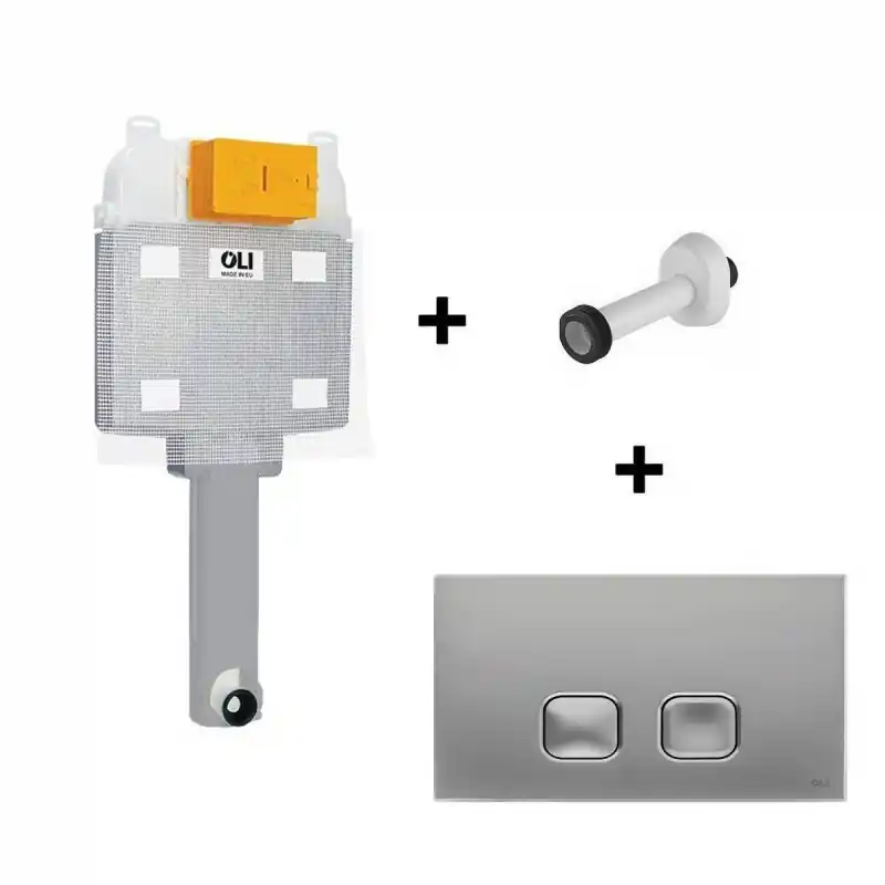 Kit réservoir à encastrer pour eau de toilette bonus avec plaque et manchon chrome Oli Plus KITOLI74CR