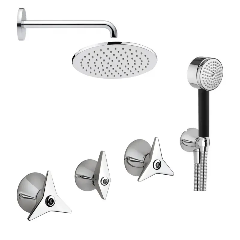 Composition de douche en laiton chromé avec 3 poignées Mamoli Gio Ponti KITGIO12