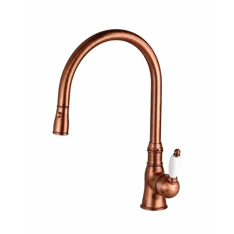 Mitigeur d‘évier de cuisine avec bec de douche haut extractible de couleur cuivre Gattoni ORTA 0240/PCVC