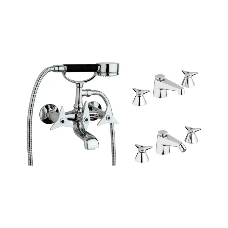 Ensemble de mitigeurs lavabo et bidet 3 trous avec baignoire chromée Mamoli Gio Ponti KITGIO17