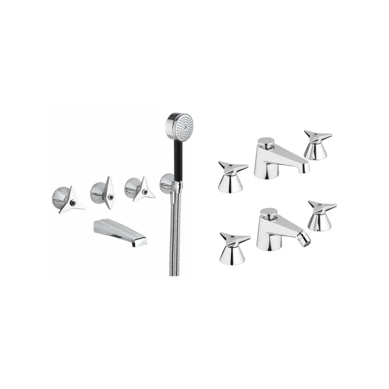 Ensemble de mitigeurs évier et bidet 3 trous et mitigeur de bain, couleur chrome Mamoli Gio Ponti KITGIO19