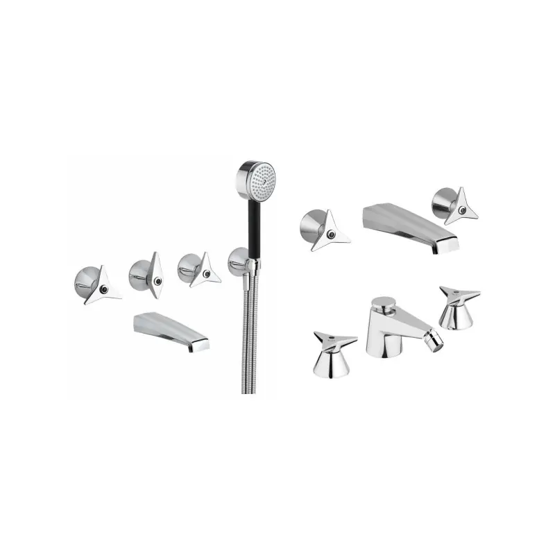 Ensemble mitigeur lavabo et bidet mural 3 trous et mitigeur bain, couleur chrome Mamoli Gio Ponti KITGIO110