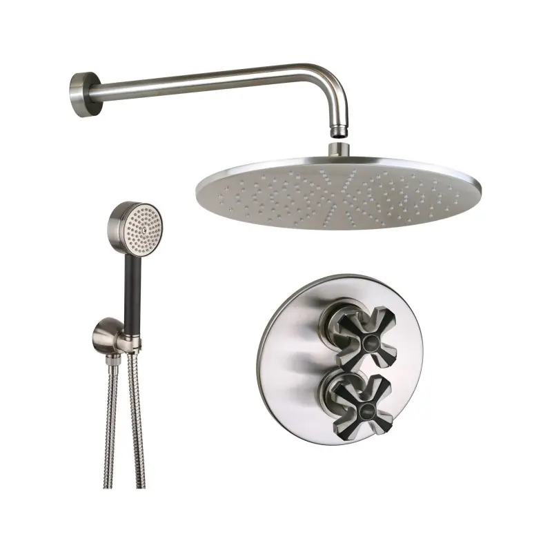 Kit de douche complet, modèle rond, couleur acier brossé Mamoli 1938 KIT1938F1