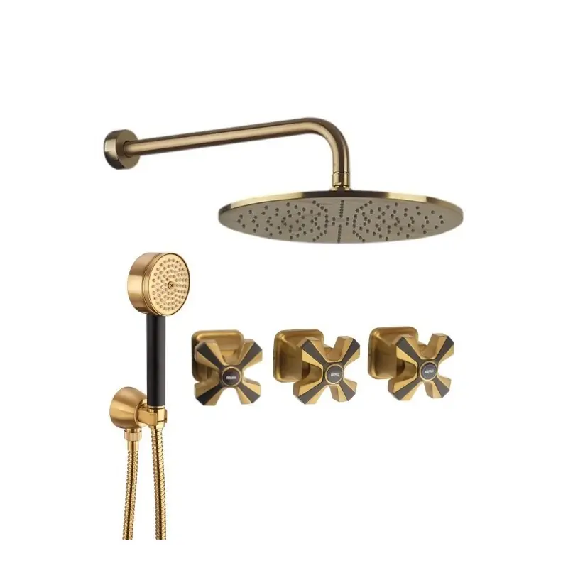 Composition de douche en laiton brossé 3 poignées Mamoli 1938 KIT1938G2