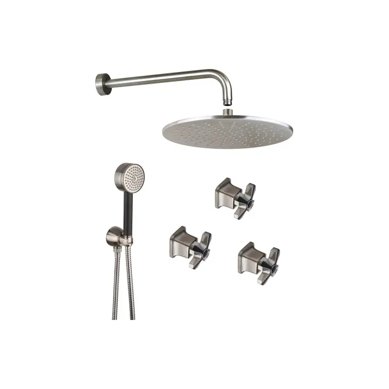 Composition de douche en acier brossé 3 poignées Mamoli 1938 KIT1938F2