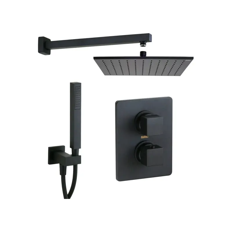 Kit de douche complet modèle carré en noir mat avec pomme de douche 300x300 Mamoli Mendini KITMENDINIK1