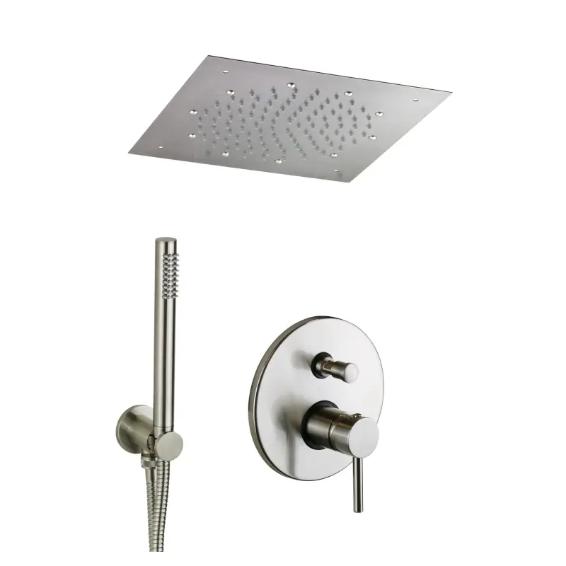Kit de douche de couleur nickel brossé avec pomme de douche au plafond Pollini Jessy C420145255NS