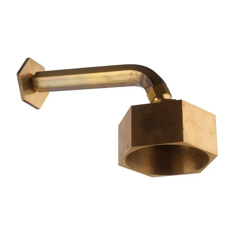 Pomme de douche et bras en laiton naturel modèle hexagonal Mamoli Hexagonal 000008260027