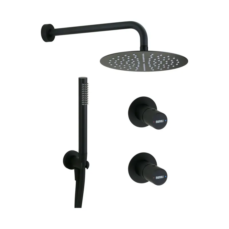 Kit de douche complet noir mat avec mitigeur monocommande et inverseur Mamoli Tuttodunpezzo KITTDPK1